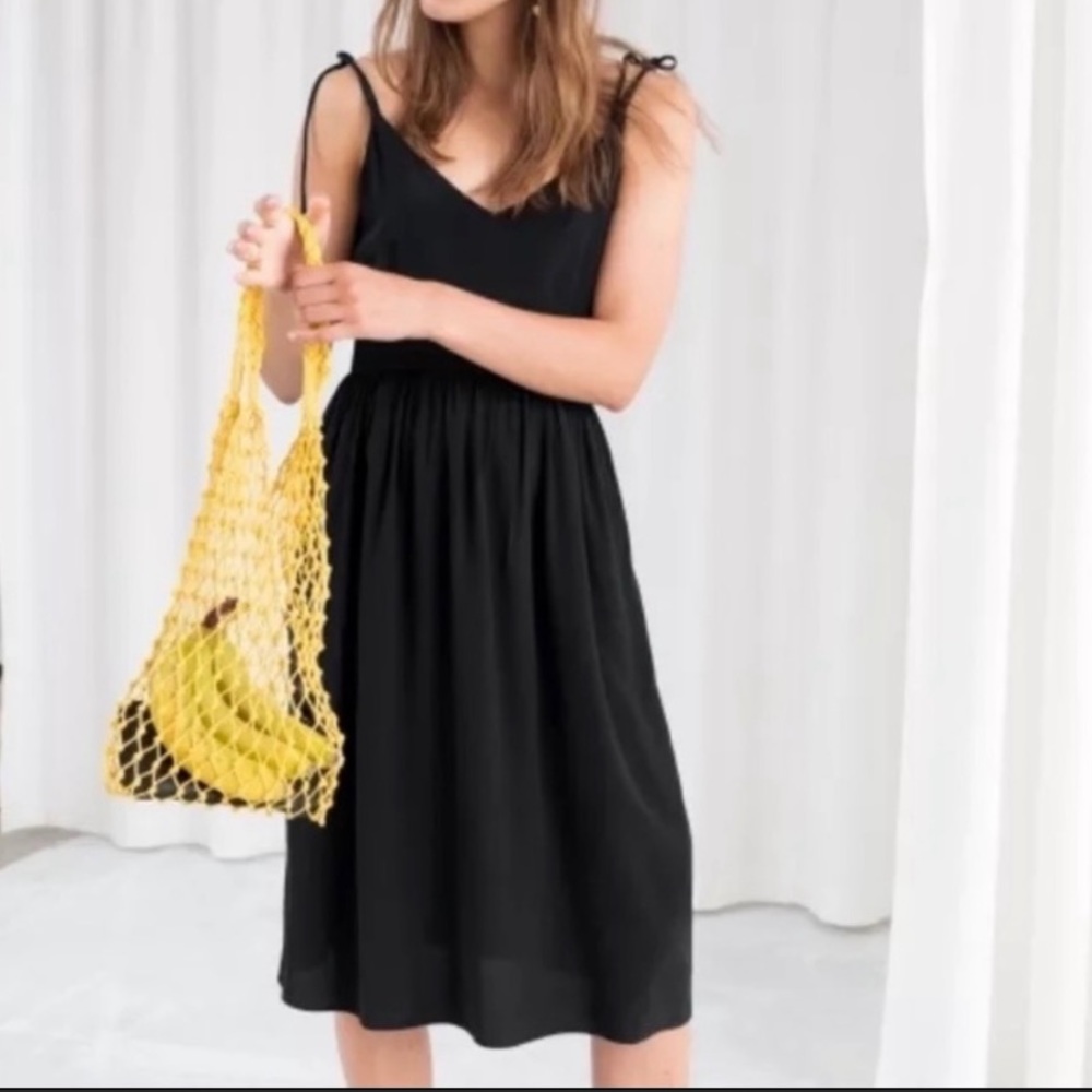 & Other Stories Black MIDI Dress